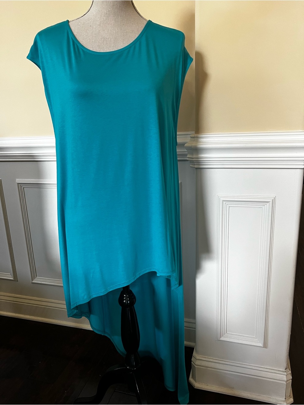 Cap Sleeve Asymmetric Dark Turquoise High-Low Dress/Top.